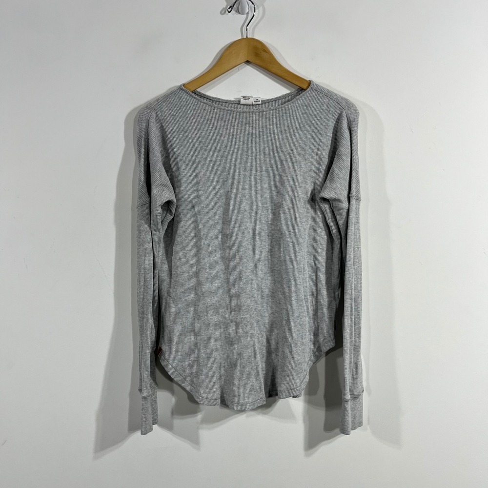Tentree Sustainable Granola Ribbed Top Gray Organic Cotton Womens XS Minimalist